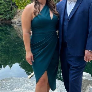 Lulus Hunter Green One-Shoulder Cutout Asymmetrical Dress XL